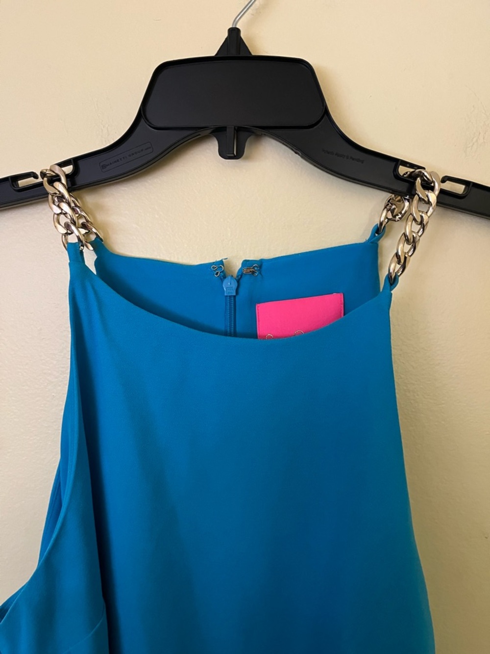 Lilly Pulitzer Adrienne Dress in turquoise with gold chain halter straps Size 10 - Picture 4 of 5